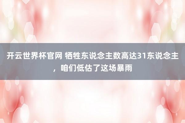 开云世界杯官网 牺牲东说念主数高达31东说念主，咱们低估了这场暴雨