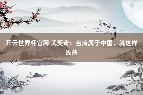 开云世界杯官网 武契奇：台湾属于中国，就这样浅薄
