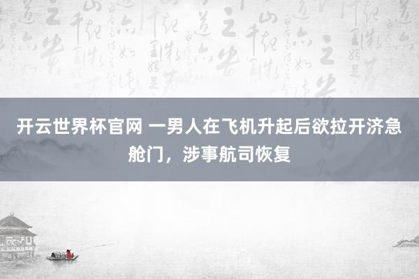开云世界杯官网 一男人在飞机升起后欲拉开济急舱门，涉事航司恢复