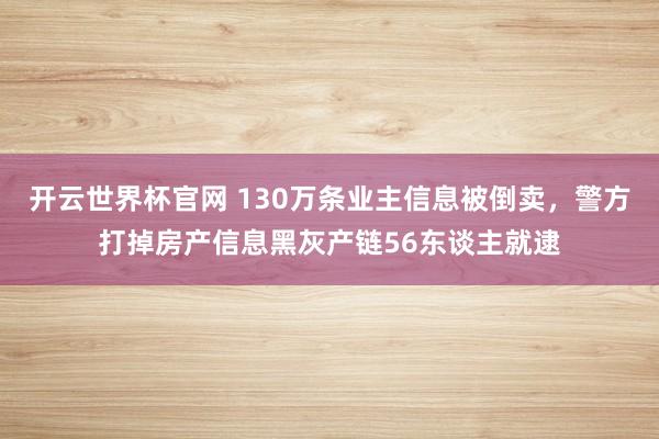 开云世界杯官网 130万条业主信息被倒卖，警方打掉房产信息黑灰产链56东谈主就逮