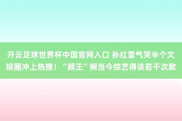 开云足球世界杯中国官网入口 孙红雷气哭半个文娱圈冲上热搜！“颜王”搁当今综艺得谈若干次歉