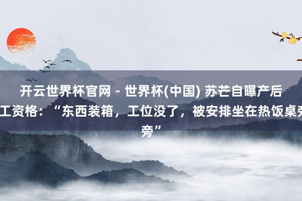 开云世界杯官网 - 世界杯(中国) 苏芒自曝产后复工资格：“东西装箱，工位没了，被安排坐在热饭桌旁”