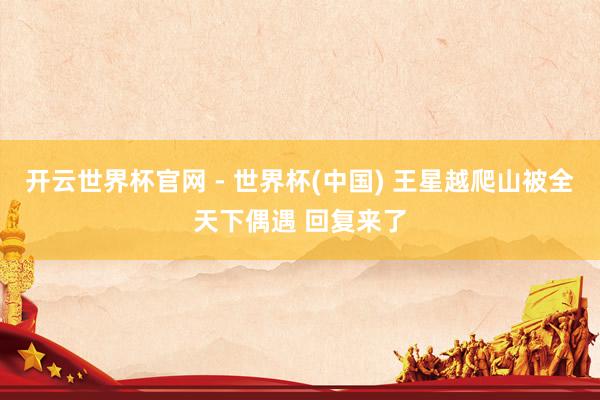 开云世界杯官网 - 世界杯(中国) 王星越爬山被全天下偶遇 回复来了