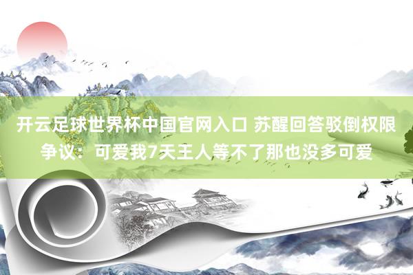 开云足球世界杯中国官网入口 苏醒回答驳倒权限争议：可爱我7天王人等不了那也没多可爱