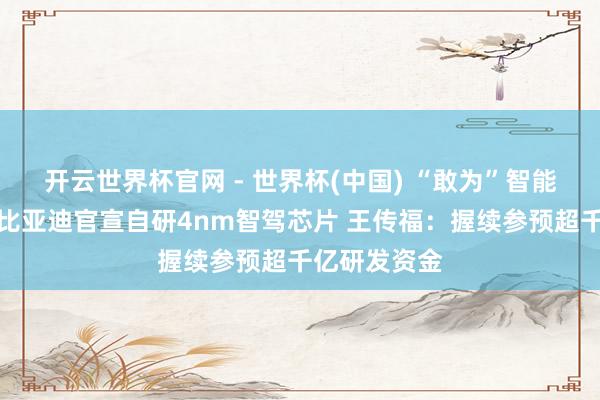 开云世界杯官网 - 世界杯(中国) “敢为”智能化下半场、比亚迪官宣自研4nm智驾芯片 王传福：握续参预超千亿研发资金
