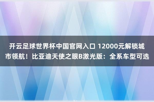 开云足球世界杯中国官网入口 12000元解锁城市领航！比亚迪天使之眼B激光版：全系车型可选