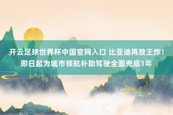 开云足球世界杯中国官网入口 比亚迪再放王炸！即日起为城市领航补助驾驶全面兜底1年