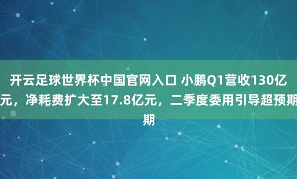 开云足球世界杯中国官网入口 小鹏Q1营收130亿元，净耗费扩大至17.8亿元，二季度委用引导超预期