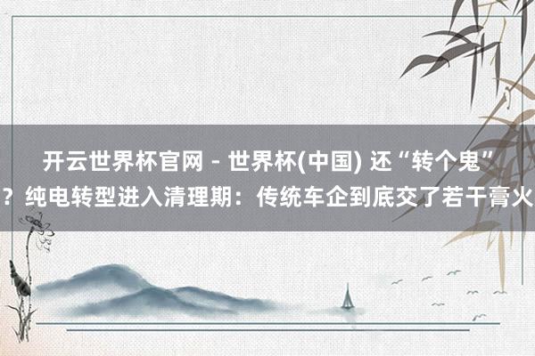 开云世界杯官网 - 世界杯(中国) 还“转个鬼”？纯电转型进入清理期：传统车企到底交了若干膏火