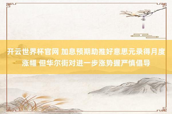 开云世界杯官网 加息预期助推好意思元录得月度涨幅 但华尔街对进一步涨势握严慎倡导