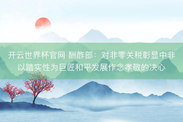 开云世界杯官网 酬酢部：对非零关税彰显中非以踏实性为巨匠和平发展作念孝敬的决心