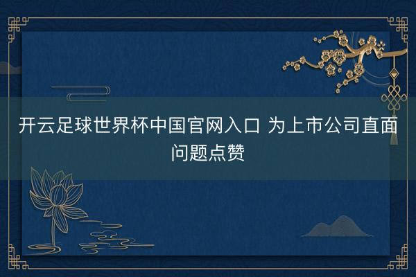 开云足球世界杯中国官网入口 为上市公司直面问题点赞