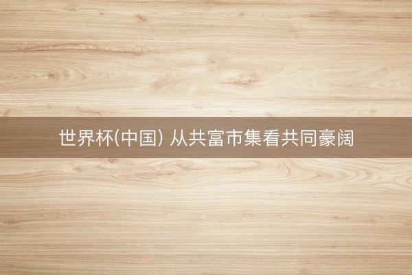 世界杯(中国) 从共富市集看共同豪阔