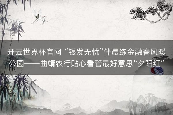 开云世界杯官网 “银发无忧”伴晨练金融春风暖公园——曲靖农行贴心看管最好意思“夕阳红”