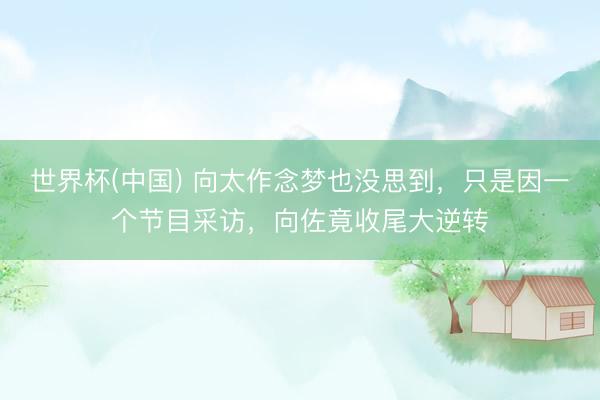 世界杯(中国) 向太作念梦也没思到，只是因一个节目采访，向佐竟收尾大逆转